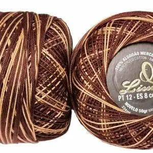 Crochet Blanc Mercerie Portugaise Coton Limol mercerisé multicolore PT12 - 50 g M3 - Marron foncé - Jaune