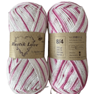 Laine Rustik love pollen- 90 Blanc fuschia
