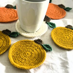 TUTO DESSOUS DE VERRE CITROUILLE CROCHET BLANC MERCERIE PORTUGAISE